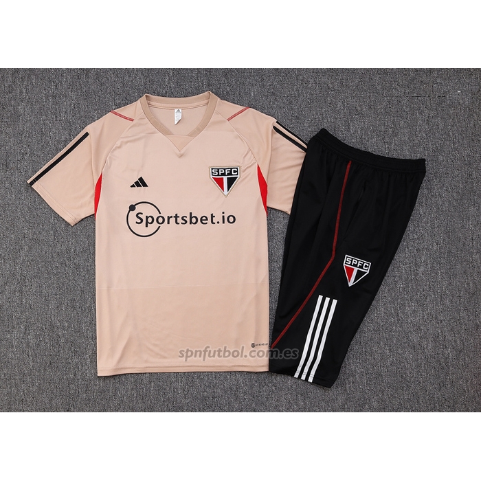 Chandal del Sao Paulo Manga Corta 2023-2024 Amarillo - Pantalon Corto